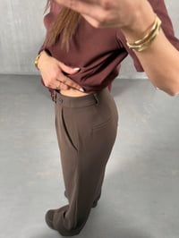 Layra Kahve Yandan Düğme Detaylı Kumaş PantolonGausPANTOLONGU100330