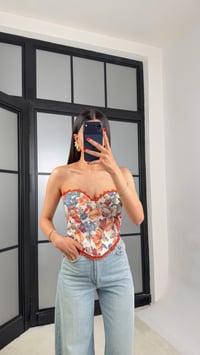 Çok Renkli Desenli Vintage Korse GAUS-01553GAUSBLUZGAUS-01553