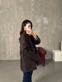 Anna Kahve Çizgili Astarlı Blazer CeketGausCEKETGU00903914