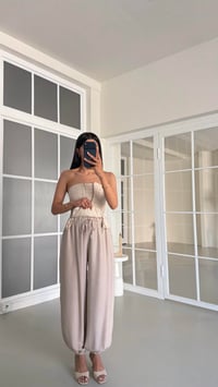 Taş Beli Lastikli Keten Şalvar Pantolon GAUS-01518GAUSPANTOLONGAUS-01518