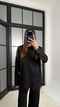 Siyah Dantel Detaylı Beli Lastikli Modal İkili Takım GAUS-01207GAUSTAKIMGAUS-01207