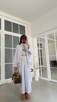 Gri Şal Detaylı Hırka Beli Lastikli Pantolon İkili Modal Takım GAUS-02176GAUSSuitsGAUS-02176