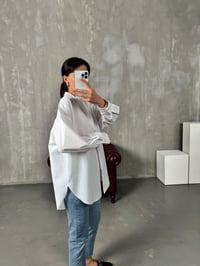 Rese Beyaz Basic Gizli Düğmeli Oversize GömlekGausGÖMLEKGU00904119