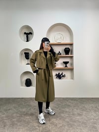 Espe Haki Premium Astarlı İkili Sihirli TrençkotGausKABANGU0090342