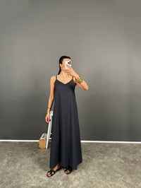 Negundo Antrasit Askılı Rahat Kesim Tensel ElbiseGausELBİSEGU008424