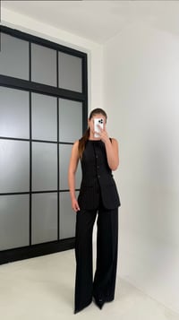 Siyah Çizgili Yelek Pantolon Kumaş Takım GAUS-00495GAUSTAKIMGAUS-00495