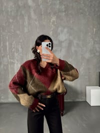 Beji Bordo Kahve Karışımlı Baklava Desenli V KazakGausKAZAKGU00904158