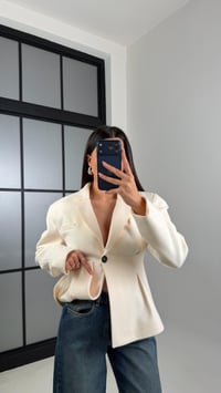 Krem Astarlı Belden Oturtmalı Premium Kaşe Ceket GAUS-00773GAUSCEKETGAUS-00773