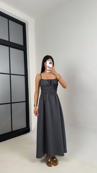 Antrasit Ayarlanabilir Askılı Gipeli MD Muadil Tencel Elbise Gaus00617GausELBİSEGU1002442