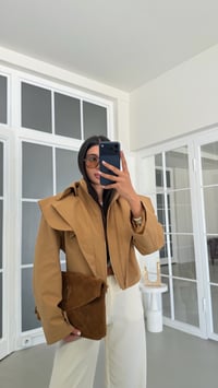 Camel Premium Pelerin Detaylı Astarlı Ceket GAUS-02045GAUSJacketsGAUS-02045