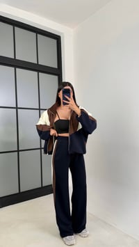 Lacivert ŞERİT DETAYLI PARAŞÜT KUMAŞ HIRKA PANTALON TAKIM GAUS-00677GAUSSuitsGAUS-00677