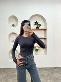 Antrasit Bisiklet Yaka BodysuitGausBODYSUİTGU00903522