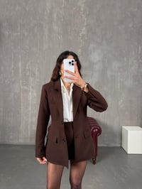 Talisa Kahve Astarlı Ceket Etek Premium İkili TakımGausTAKIMGU100622