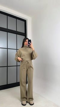 Yeşil Balıkçı Yaka Kazak Beli Lastikli Pantolon Premium Takım GAUS-00898GAUSTAKIMGAUS-00898