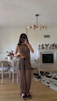 Kahve Muadil Şortlu Pullu Pantolon GAUS-01649GAUSPantsGAUS-01649