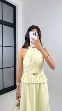 Sarı Gold Toka Detaylı Bluz Beli Lastikli Etek İkili Takım Gaus00678GausTAKIMGU1002559