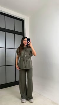 Haki Beli Lastikli Hırka Pantolon Taşlı Modal Takım GAUS-01064GAUSTAKIMGAUS-01064