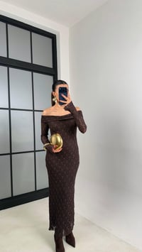 Acı Kahve Madonna Yaka Dantelli Astarlı Elbise GAUS-00664GAUSDressesGAUS-00664
