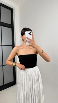 Beyaz Kırışık Kumaş Maxi Boy Tencel Etek Gaus00552GausETEKGU1002286