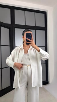 Ekru Dantel Detaylı Birleşik Atlet Gömlek İkili Tencel Gömlek GAUS-01181GAUSTAKIMGAUS-01181