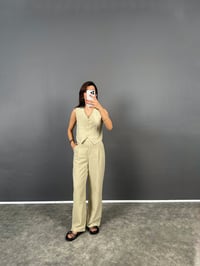 Evia Soft Haki  Premium Keten Yelek Pantolon İkili TakımGausTAKIMGU008762