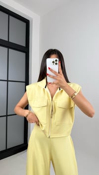 Sarı Cepli Yelek Beli Lastikli Pantolon Modal Eşofman Takım Gaus00523GausTAKIMGU1002227