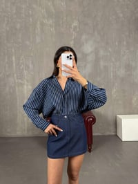 Lacivert Cepli Denim Etek Gaus0005GausETEKGU100989