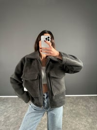 Muffy Antrasit Yumoş Cepli Kaşe CeketGausCEKETGU004021