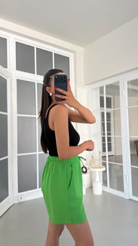 Yeşil Beli Lastikli Keten Şort GAUS-01799GAUSŞORTGAUS-01799