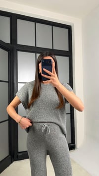 Gri Sıfır Kol Tshirt Beli Lastikli Pantolon Triko Takım GAUS-01238GAUSTAKIMGAUS-01238