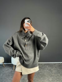 Gri Pinterest Düğmeli KazakGausKAZAKGU002608