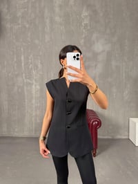 Bonar Siyah Düğmeli Astarlı YelekGausYELEKGU100420