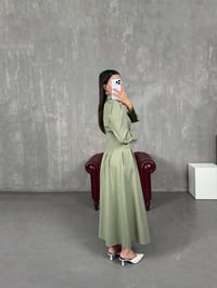 Ritmo Yeşil Ön Düğmeli Cepli Gabardin ElbiseGausELBİSEGU100934