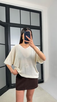 Krem Yarasa Kol Ajurlu Triko Bluz GAUS-01443GAUSBLUZGAUS-01443