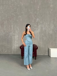Mavi Pullu Korseli Denim Takım Gaus00241GausTAKIMGU1001562