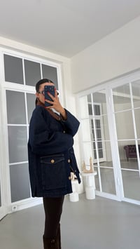 Lacivert Kadife Yaka Ekose Astarlı Denim Premium Ceket GAUS-01888GAUS السترات  GAUS-01888