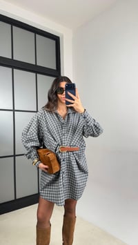 Yeşil Ekose Desenli Kemerli Tasarım Elbise GAUS-01162GAUSDressesGAUS-01162