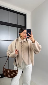 Taş Fiyonk Düğmeli Astarlı Şal Detaylı Kaşe Ceket GAUS-00885GAUSCEKETGAUS-00885