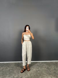Axel Taş Keten Crop Pantolon İkili TakımGausTAKIMGU008771