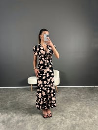 Siyah Pudra Önü Fermuarlı Likralı ElbiseGausELBİSEGU004588