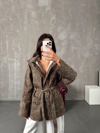 Tasi Leopar Desenli Kuşaklı Gabardin Ceket GömlekGausGÖMLEKGU00903907