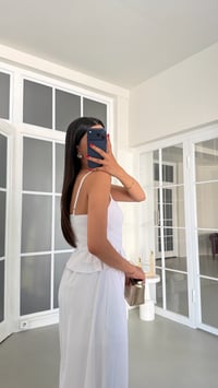 Beyaz Ayarlanabilir Askılı Korse Beli Lastikli Şalvar Pantolon Takım GAUS-01839GAUSSuitsGAUS-01839