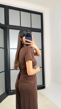 Acı Kahve Beli Ayarlanabilir Vatkalı Bluz Eşofman Takım GAUS-01404GAUSTAKIMGAUS-01404
