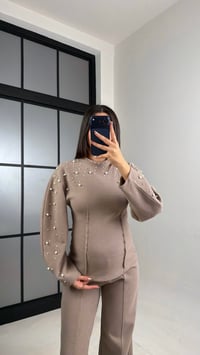 Vizon İnci İşleme Detaylı Kazak Pantolon Selanik Triko Takım GAUS-01069GAUSTAKIMGAUS-01069