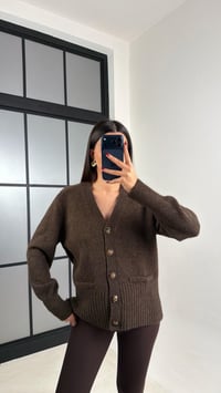 Acı Kahve Cep Detaylı Düğmeli Triko Hırka GAUS-00759GAUSHIRKAGAUS-00759