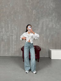 Garden Orta Mavi Belden Lastikli Wide Leg JeanGausDENİM PANTOLONGU100699