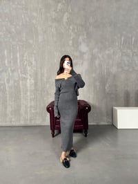 Fornas Antrasit Madonna Yaka Triko Bluz Etek TakımGausTAKIMGU00903896
