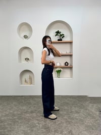 Riva Koyu Mavi ZR Model Kesik Paça Palazzo Kot PantolonGausPANTOLONGU00903701