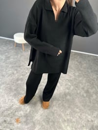 Siyah Fitilli Polo Yaka Triko Takım GausTAKIMGU002430
