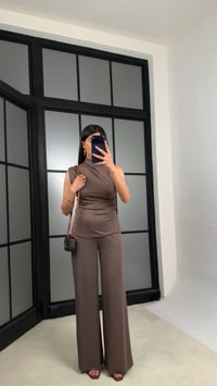 Vizon Sıfır Kol Bluz Beli Lastikli Pantolon Modal Takım GAUS-01348GAUSSuitsGAUS-01348